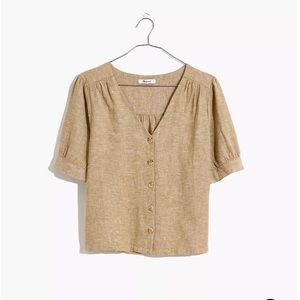 Madewell Linen-Blend Plaza Button-Front Shirt